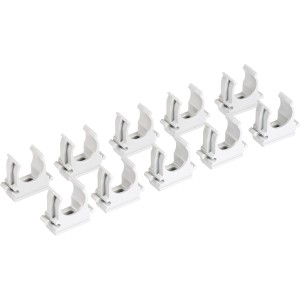 Graue Klemmschellen EN 16, 100 Stück, zur Befestigung von Isolierrohren.