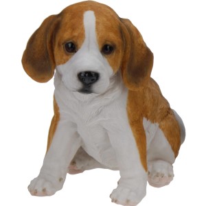 Sitzende Deko-Figur Hundebaby, 23 cm, aus Polystone für Garten & Balkon.