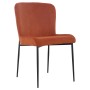 Svita Freddie Esszimmerstuhl, orangefarbener Cord, schwarze Metallbeine.