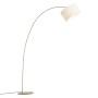 Moderne Bogenlampe Vinossa in Beige mit Teddy-Schirm für Innenräume.