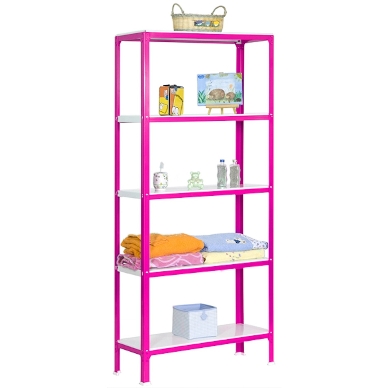 Rosa-weißes PROREGAL Wohnregal Living Koala mit 5 Böden, ideal für Kinderzimmer oder als Deko-Regal.