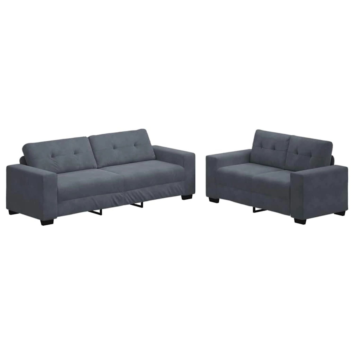 vidaXL 2-Teiliges Sofa-Set mit Kissen Dunkelgrau Samt 3324722 günstig online kaufen
