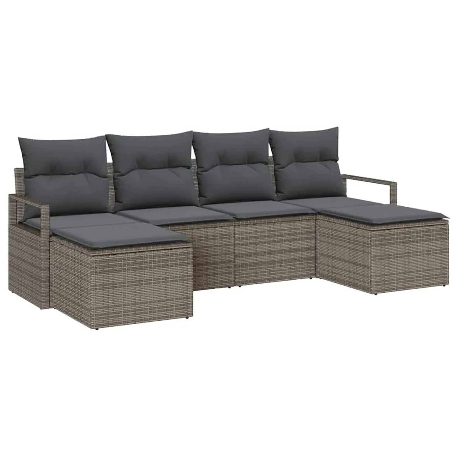 vidaXL Sofa Set mit Kissen mit Speicher 6-Tlg Grau Poly-Rattan 3355158 günstig online kaufen