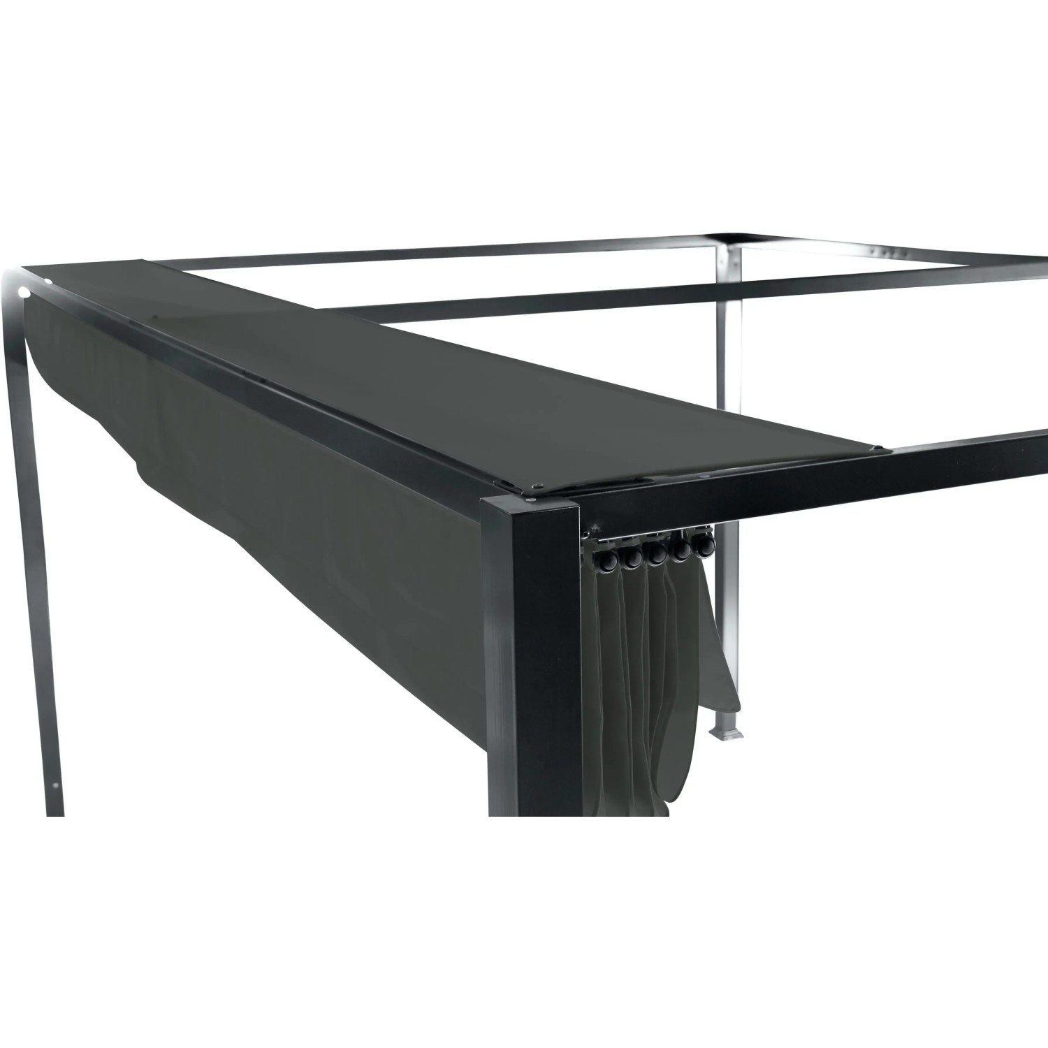 Detailaufnahme: Anthrazitfarbener Siena Garden Pavillon Sky mit verstellbarem Dach.