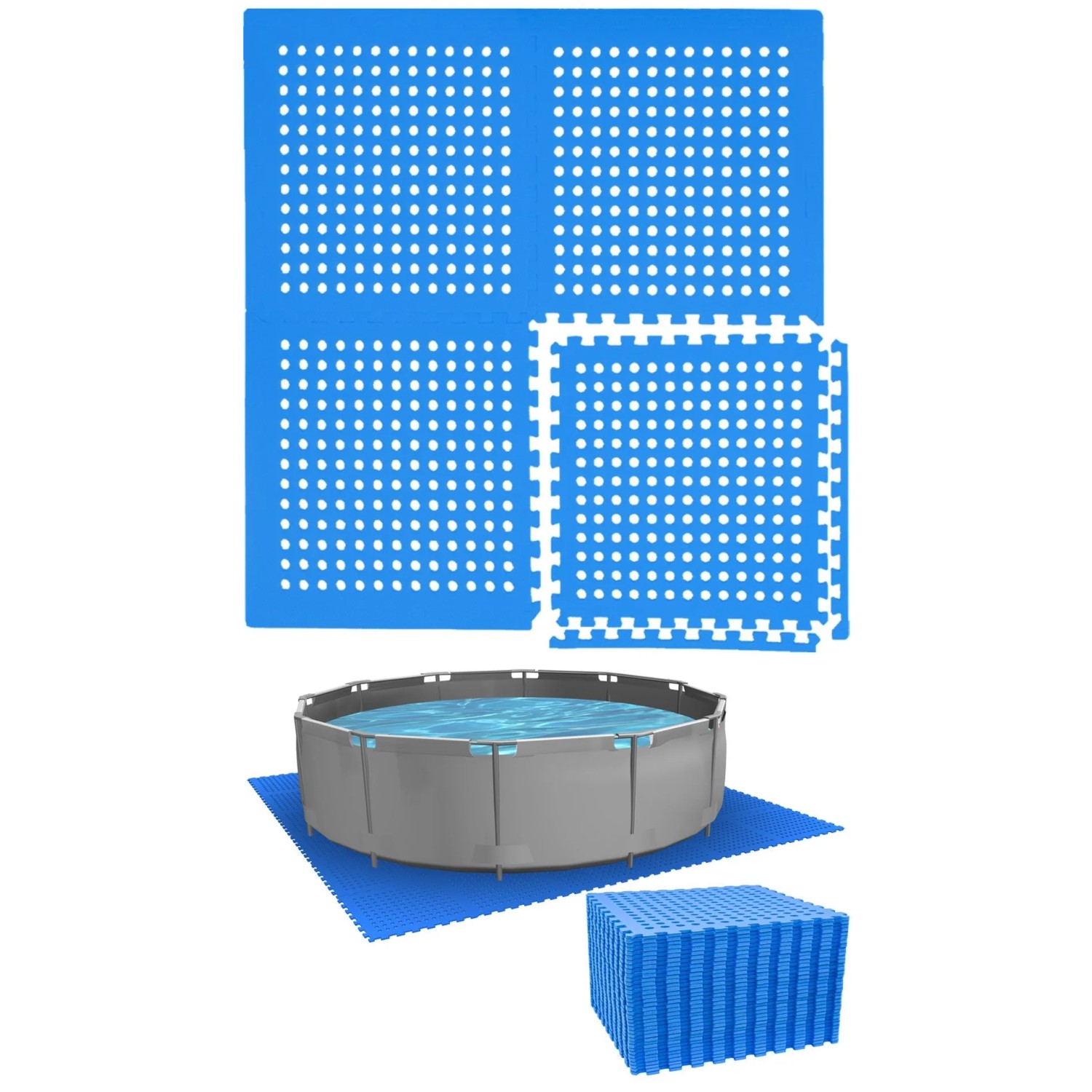 eyepower Poolunterlage für 305 cm Pool 36 EVA Matten 1cm Dick Blau