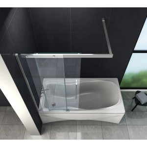 Glasdeals Schiebetür Badewannenaufsatz Duschtrennwand DOZE 140 x 150 cm – 3521