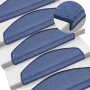 15 blaue VidaXL Treppenmatten (65x24x4 cm) aus Polypropylen auf einer Treppe.