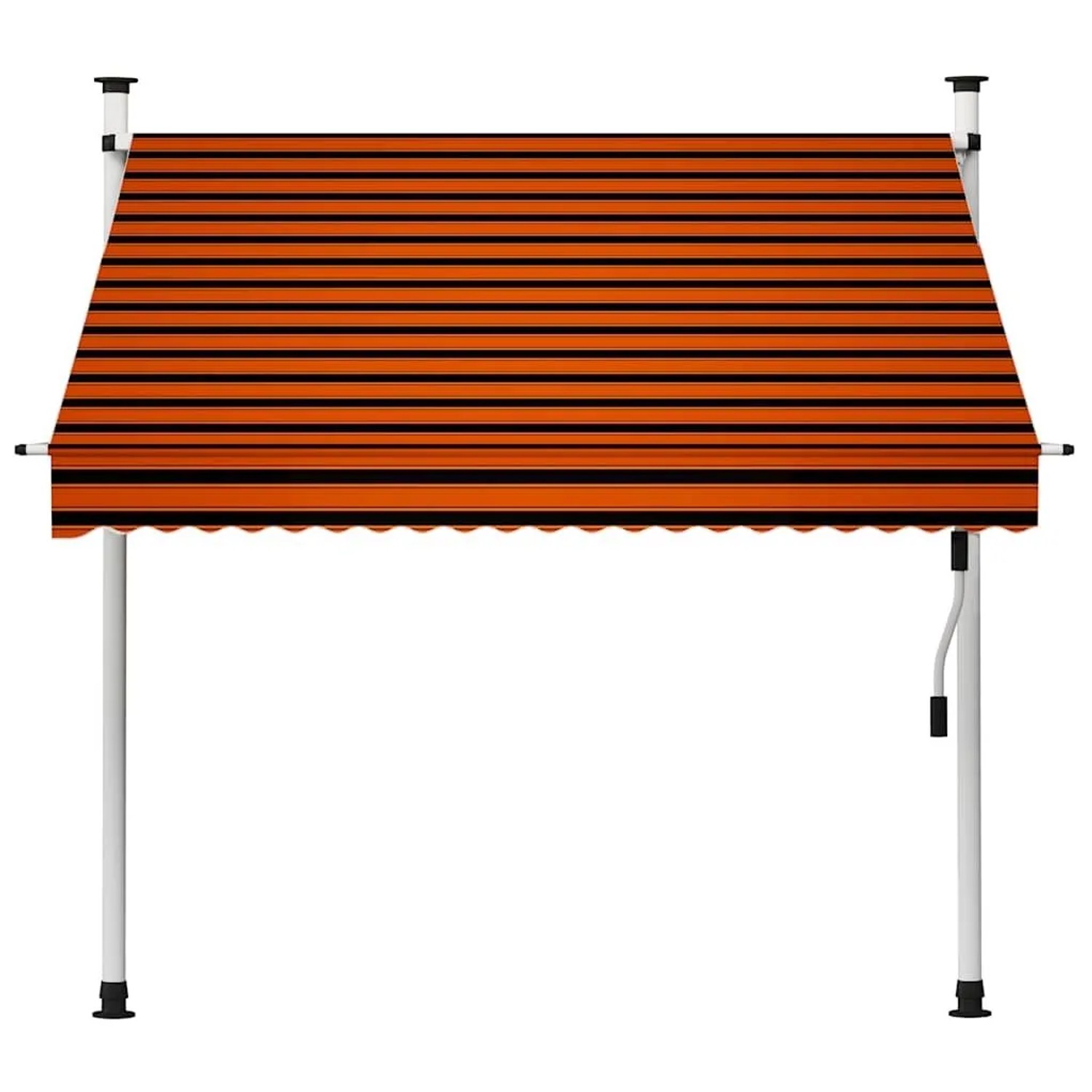 vidaXL Einziehbare Markise, 200 cm, orange-braun gestreift, mit Handkurbel.