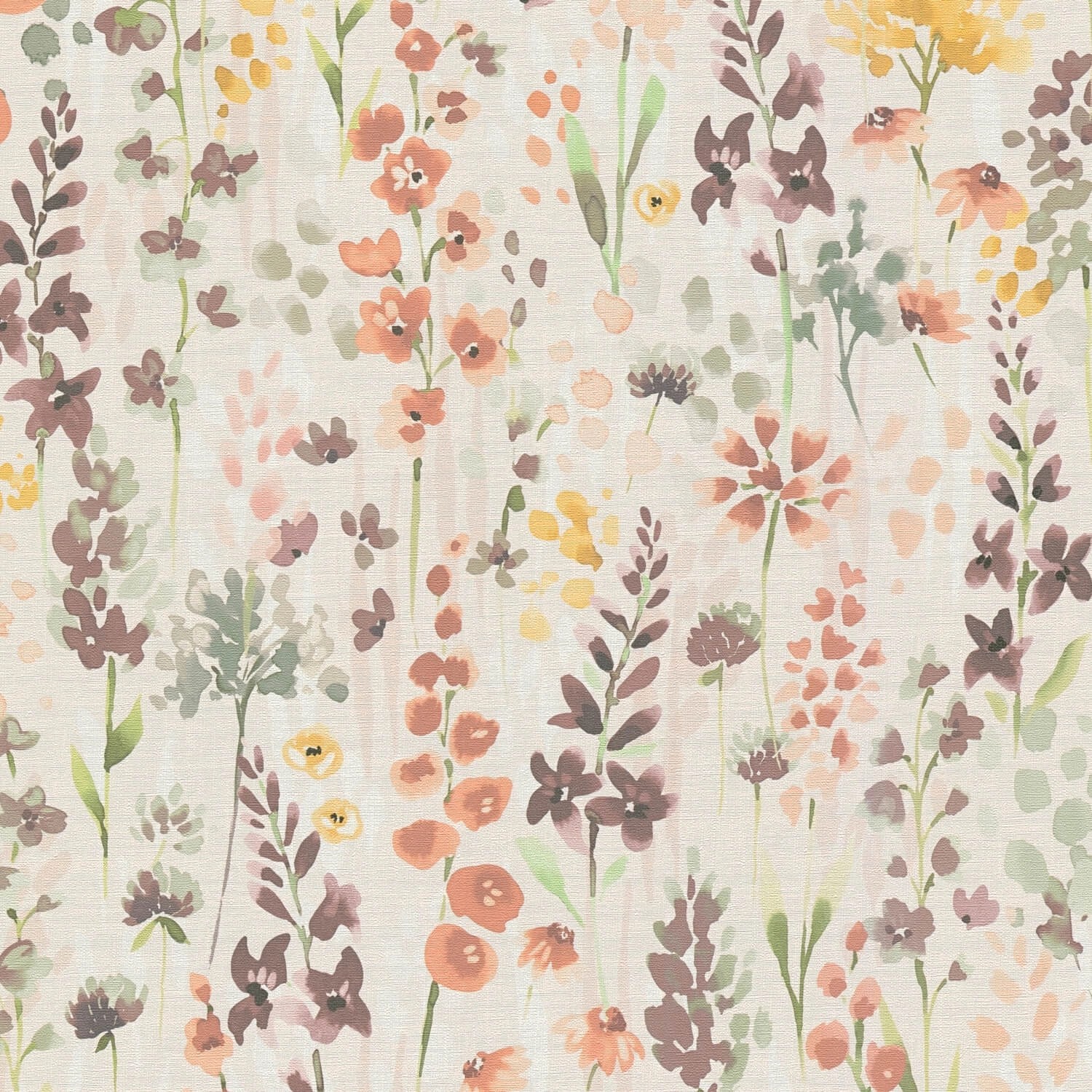 PROFHOME 396062-GU Blumen Tapete Aquarell-Stil Beige Orange Braun Grün 0,53 günstig online kaufen
