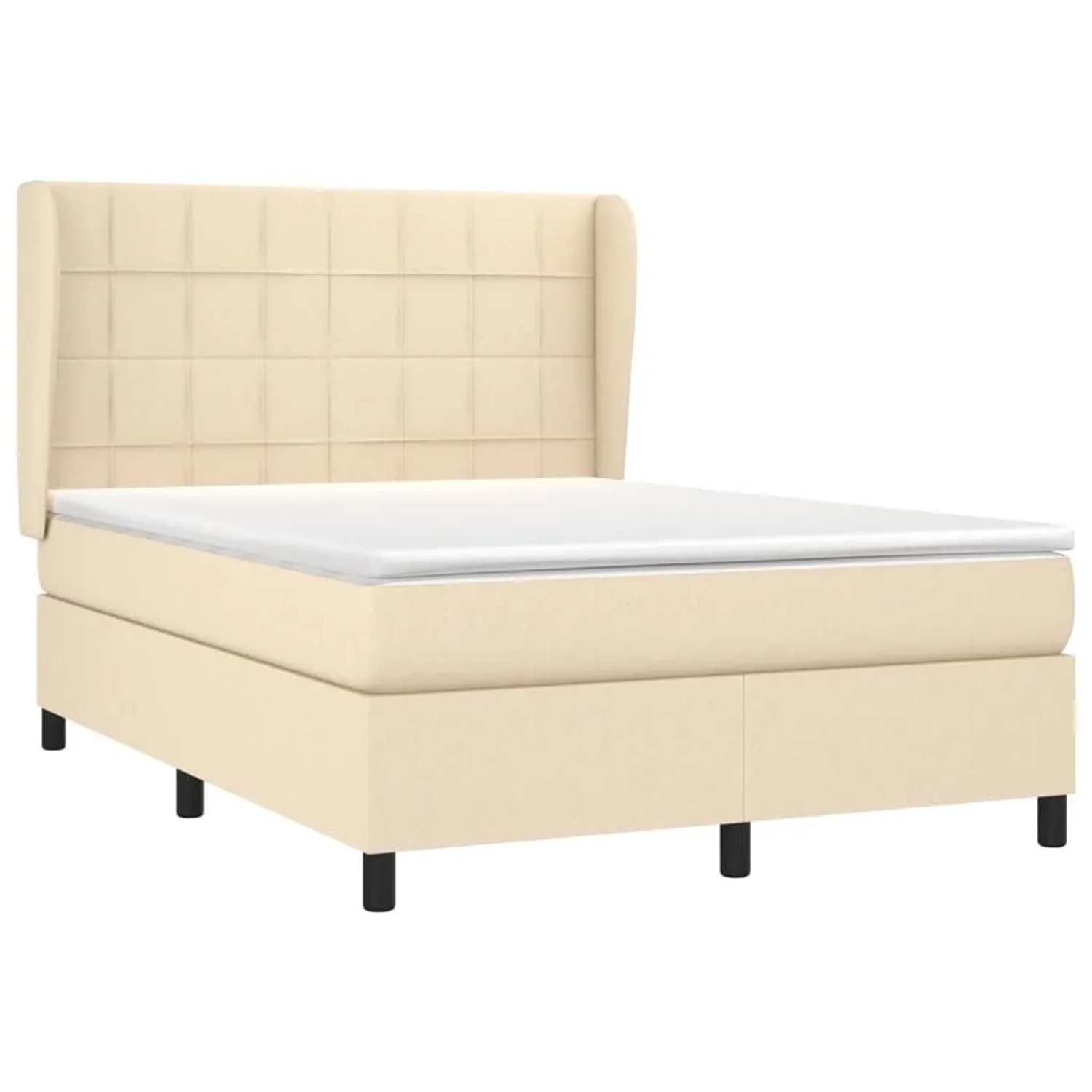 vidaXL Boxspringbett mit Matratze Creme 140x200 cm Stoff 3127970
