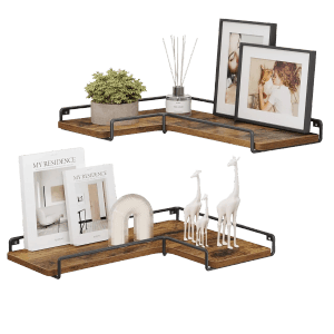 Songmics Eckregal Barnet-old Industrie-Design Braun-Schwarz