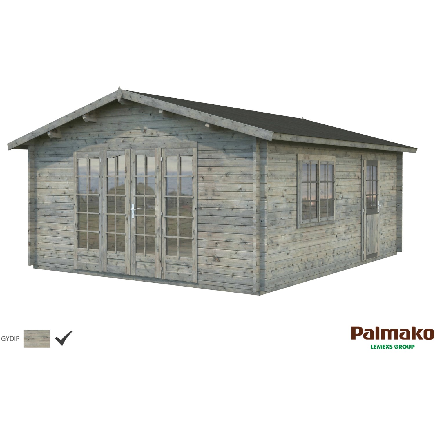 Palmako Irene Holz-Gartenhaus/Gerätehaus Grau Satteldach Tauchgrundiert 470 cm x 550 cm