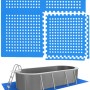 Blaues 40er Set Poolmatten aus EVA-Schaumstoff, 62x62 cm, als Puzzle-System unter einem Pool. Schützt den Boden, 13,94m² Fläche.