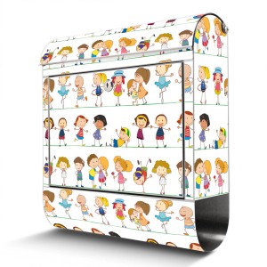 Banjado Edelstahl Briefkasten mit Kindermotiv und Zeitungsfach.