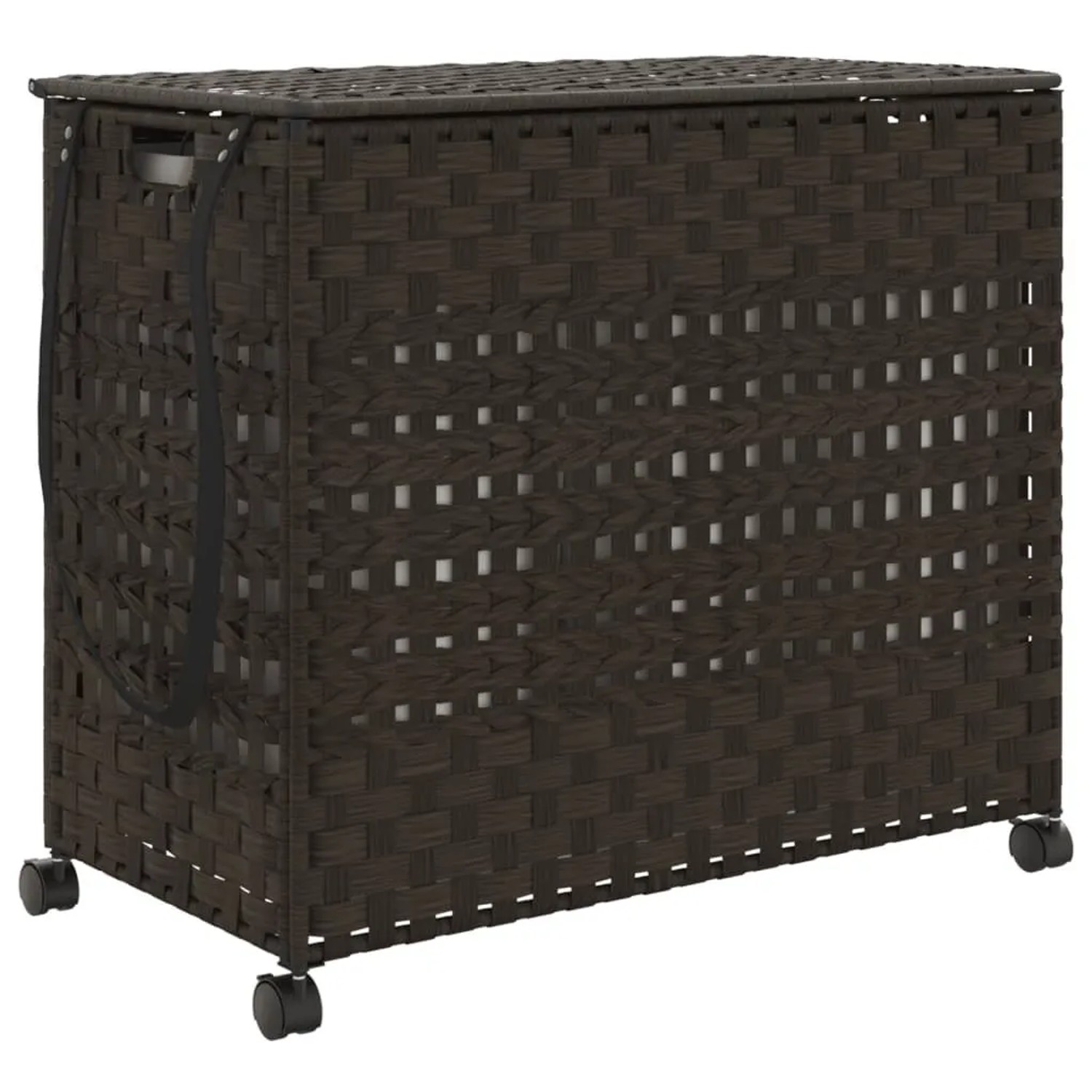 vidaXL Wäschekorb mit Rollen Dunkelbraun 66x35x60 cm Rattan 372045