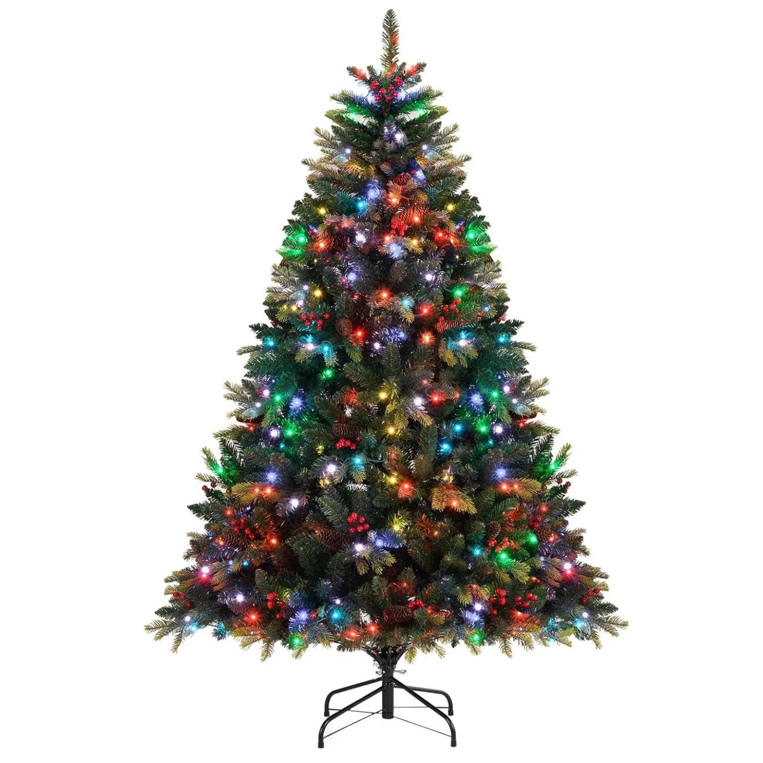 Costway Weihnachtsbaum mit Beleuchtung und Fernbedienung Grün 180 cm