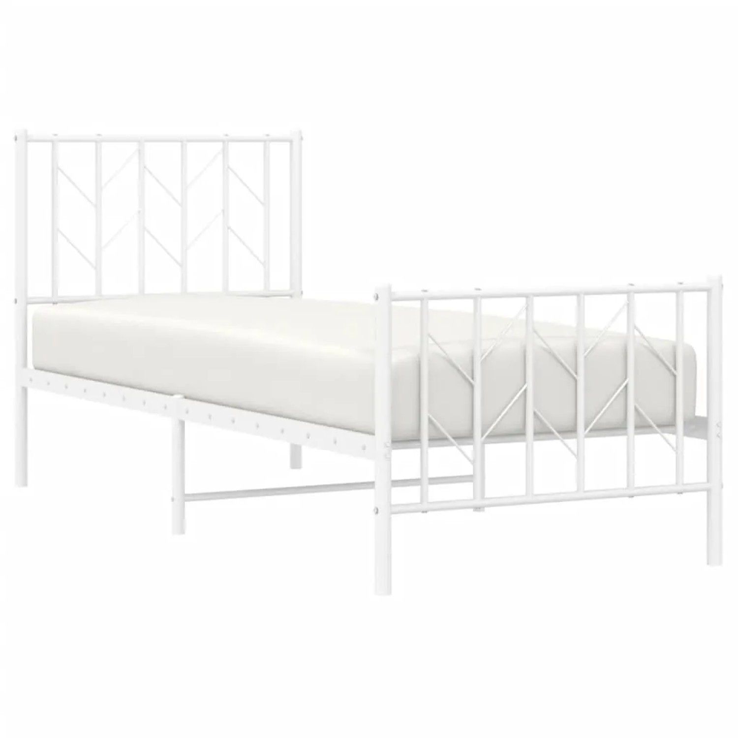 vidaXL Bettgestell mit Kopf- und Fußteil Metall Weiß 75x190 cm 374494 günstig online kaufen