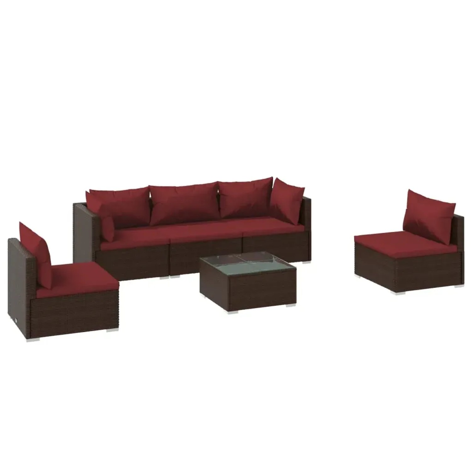 vidaXL 6-Tlg Garten-Lounge-Set mit Auflagen Poly Rattan Braun 3102195