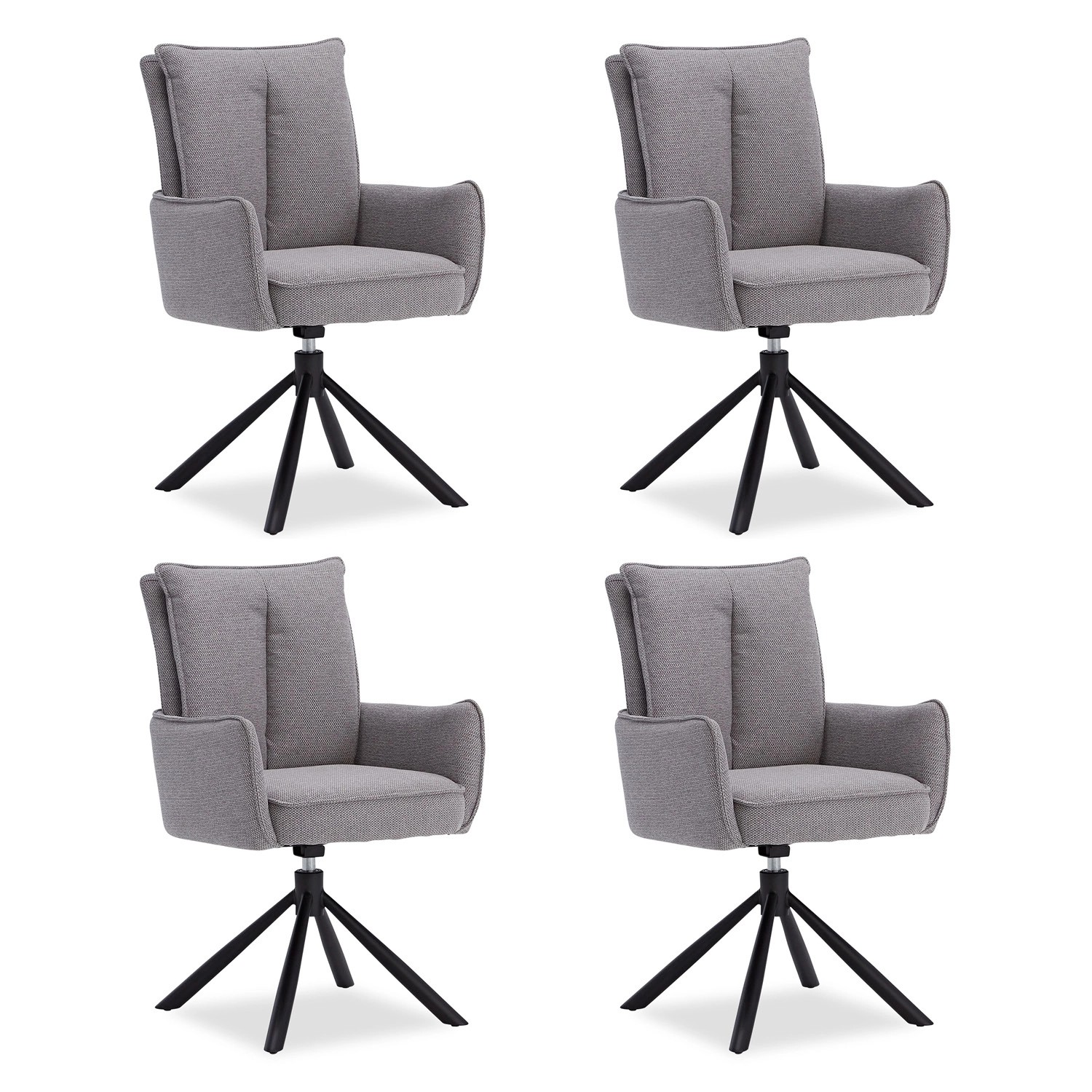 Homestyle4u Polsterstuhl Stoff Grau Drehbar 4er Set 3064