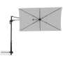 Hellgrauer, rechteckiger Doppler Ampelschirm (245x135 cm) mit Dreh- und Neigefunktion.