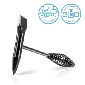 STAHLWERK Schlackehammer 300g aus Stahl mit Spitz- und Flachmeißel, vibrationshemmendem Federgriff für Schweißarbeiten.
