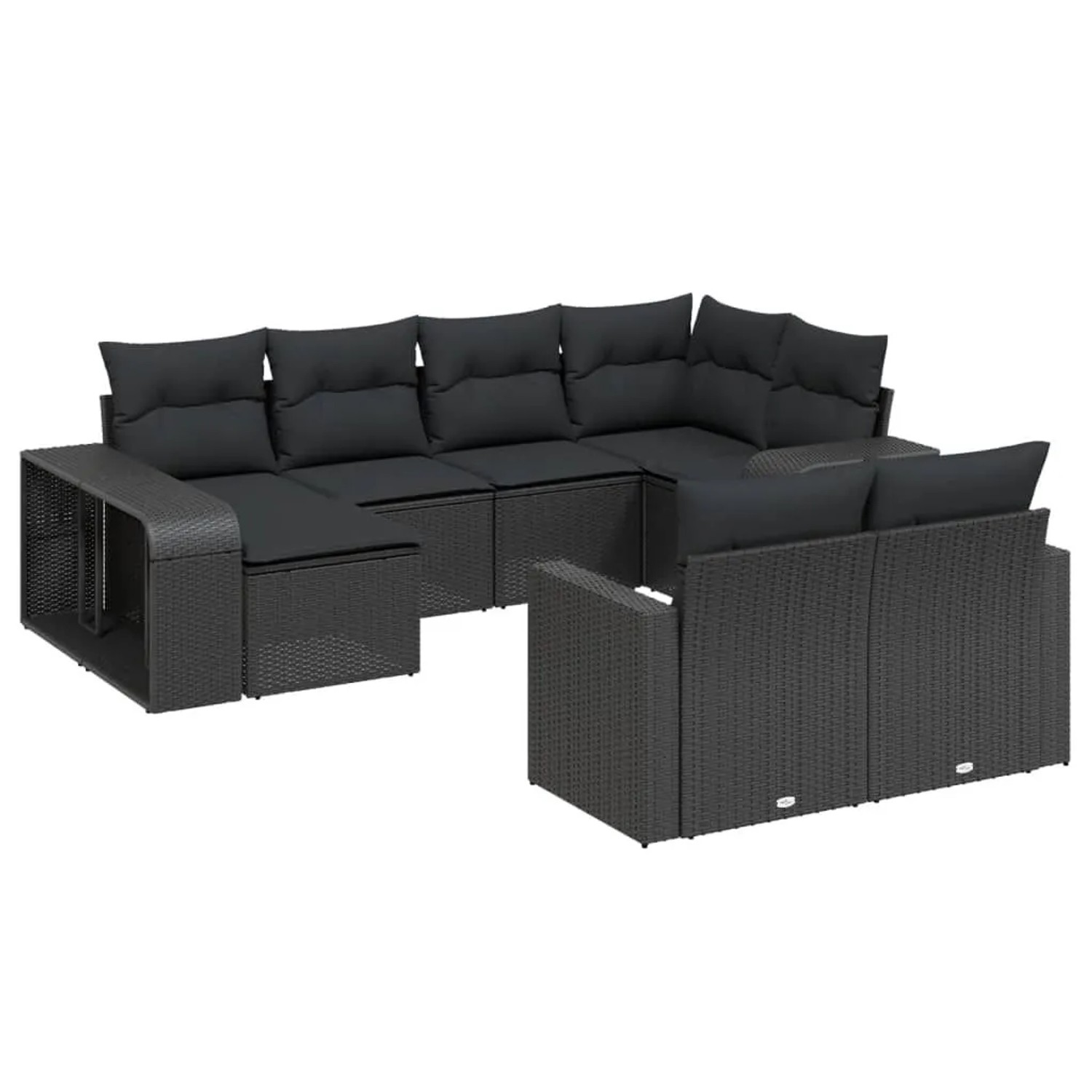 vidaXL 10-Tlg Garten-Sofagarnitur mit Kissen Schwarz Poly Rattan 3261285 günstig online kaufen