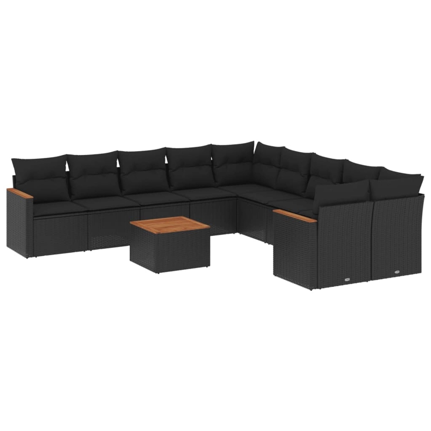 vidaXL 11-Tlg Garten-Sofagarnitur mit Kissen Schwarz Poly Rattan 3226356