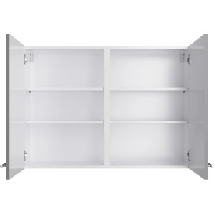 Optifit Hängeschrank Mats825, 100cm, Basaltgrau, mit offenen Türen und zwei Einlegeböden.
