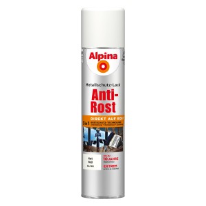 Alpina Metallschutz-Lack Anti-Rost Spray, Weiß matt, 400ml. Rostschutz, Grundierung und Lackierung in einem.