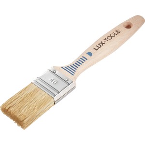 LUX Flachpinsel Dispersion 40 mm mit hellem Holzgriff und Kunstborsten.