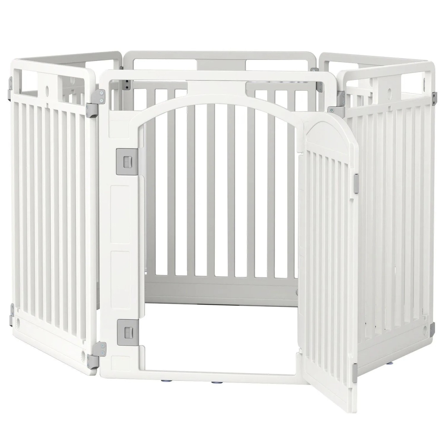 Costway Welpenauslauf Faltbar mit 6 Paneele 80 cm Hoch Weiß