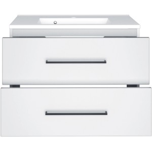 Held Möbel Einzelwaschtisch Rom, 80 cm, Weiß Matt mit Softclose und zwei Schubladen.
