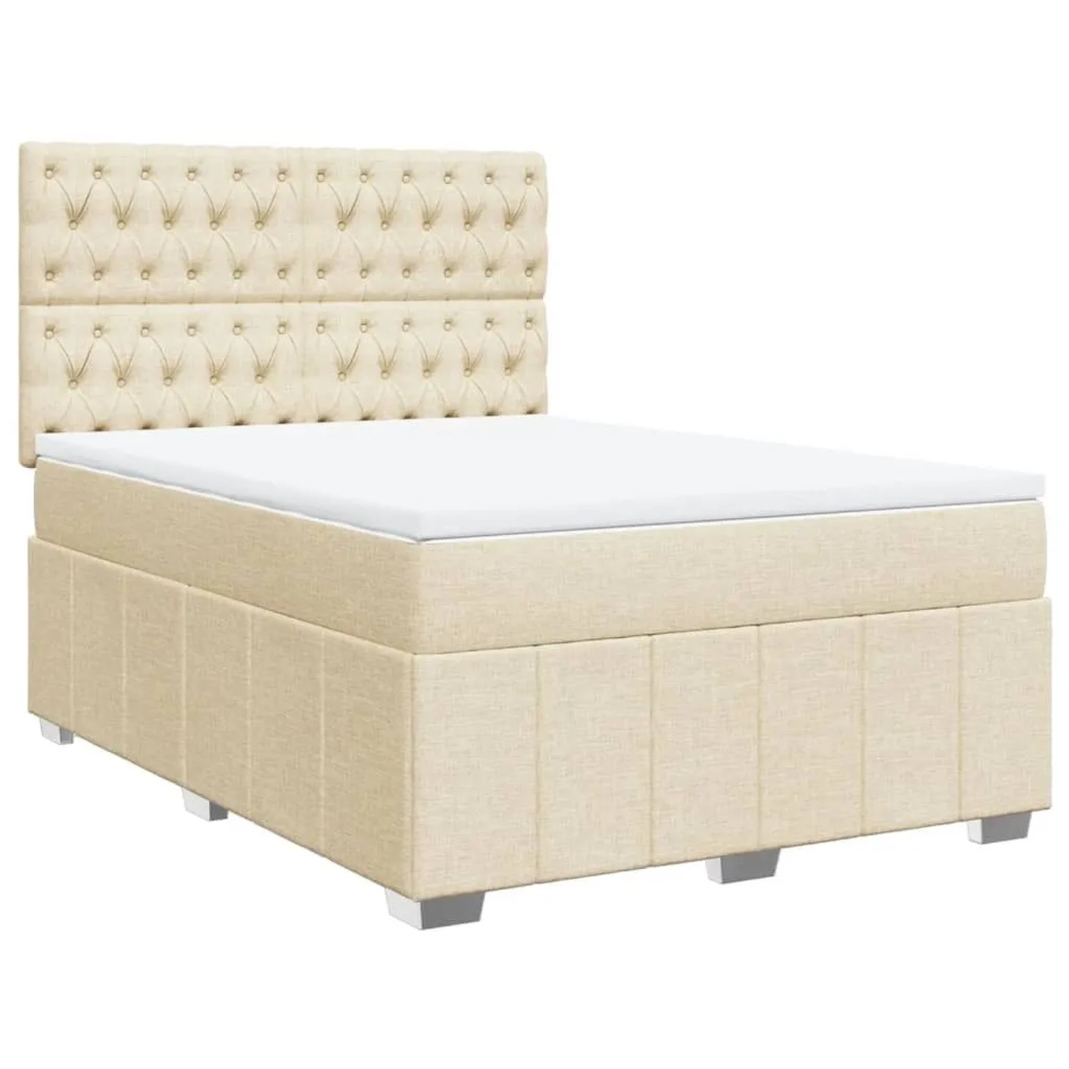 vidaXL Boxspringbett mit Matratze Creme 140x190 cm Stoff 3293975