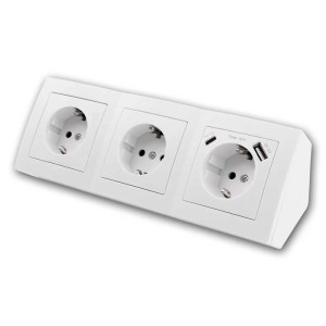 McPower Steckdosenblock Flair 3-Fach Weiß USB AUSB C