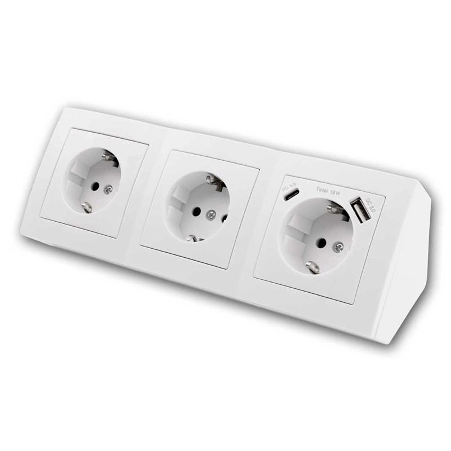 McPower Steckdosenblock Flair 3-Fach Weiß USB AUSB C