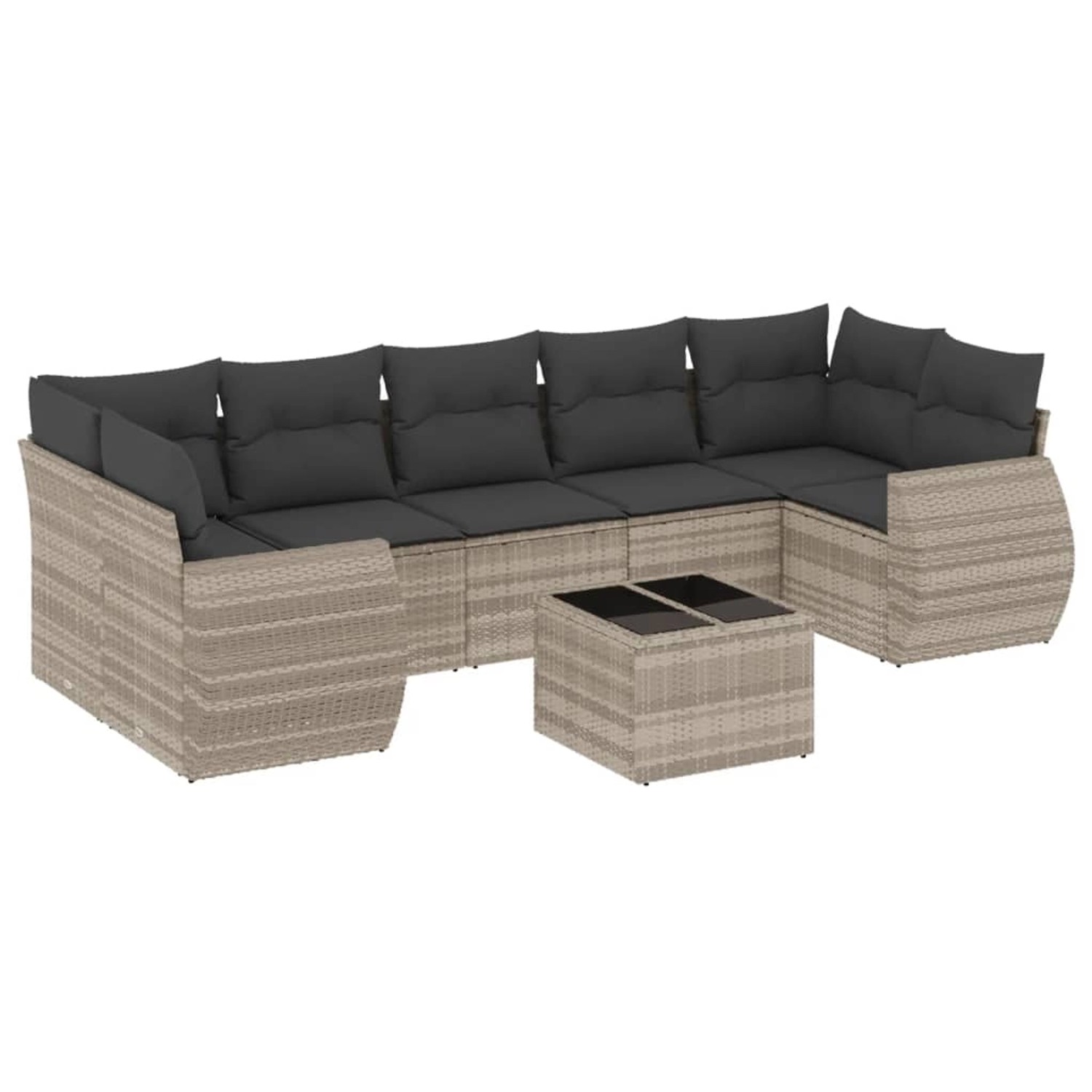 vidaXL 8-Tlg Garten-Sofagarnitur mit Kissen Hellgrau Poly Rattan 3253479 günstig online kaufen