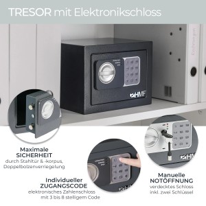 HMF 46126-11 Möbeltresor Elektronikschloss 23 x 17 x 17 cm Anthrazit