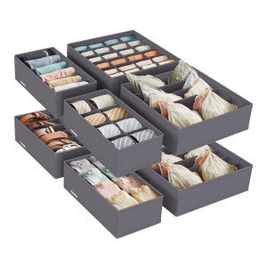 Songmics Unterwäsche-Organizer-Set Tina Faltbar Grau 8-teilig