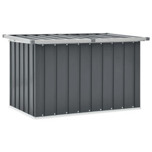 Graue furnicato Gartenbox (109x67x65 cm) aus verzinktem Stahl, ideal zur Aufbewahrung von Gartenutensilien.