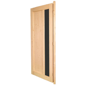 Nebeneingangstür Panto NET 510 aus Holz, Natur, mit Lichtausschnitt und Ornamentglas.