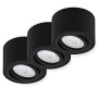 Oktaplex Lile S Aufbaustrahler 3er Set, schwarz, schwenkbar, mit LED-Modulen und warmweißem Licht.