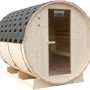 Home Deluxe Fasssauna Lahti Deluxe XL mit Ofen und Glas-Tür. Holz-Optik. Für den Garten.