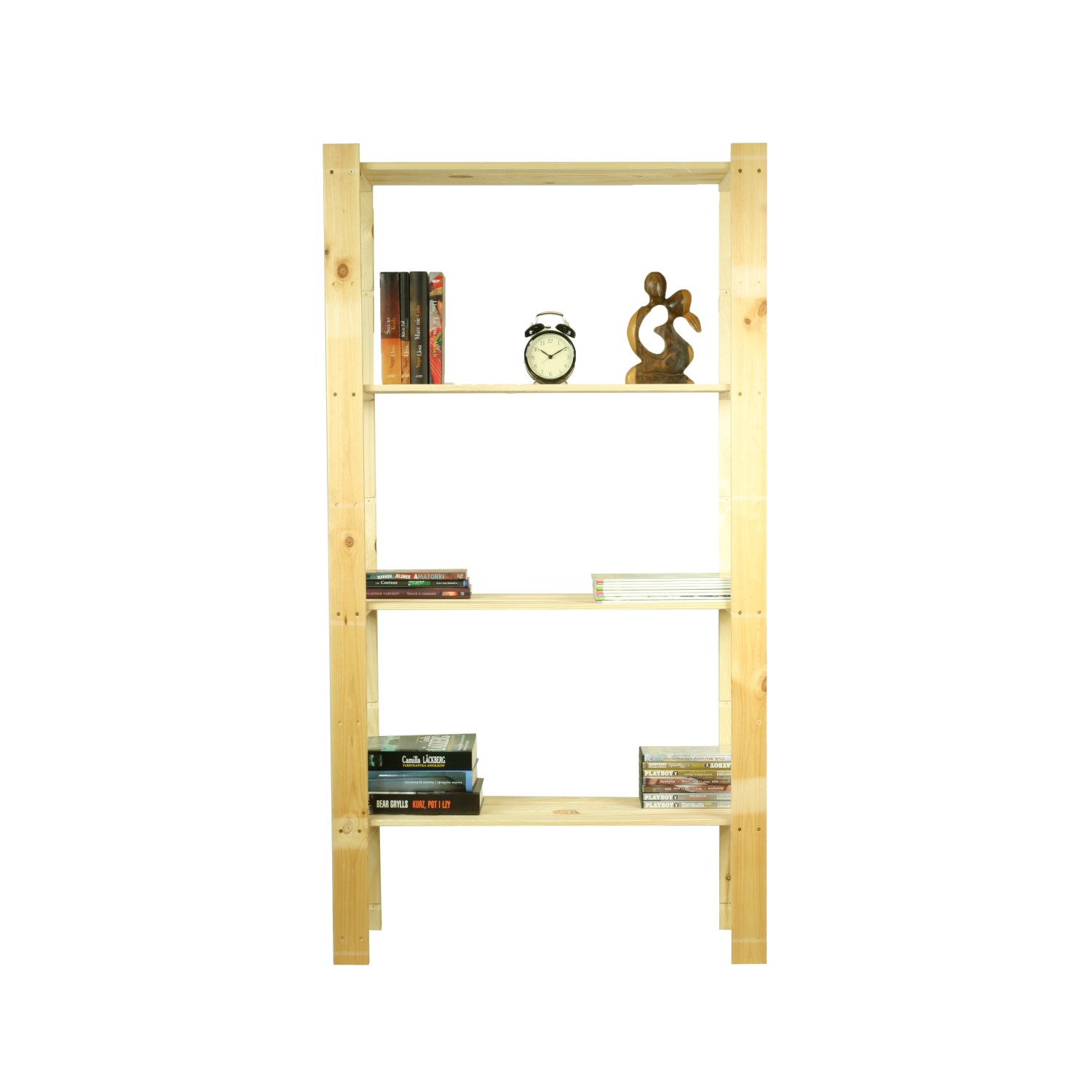 PROREGAL Holzregal Pinepeak, 150x80x28cm, mit 4 Fächern aus Kiefernholz in Natur.