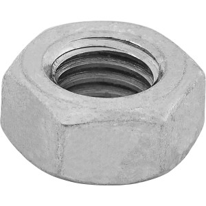 Nahaufnahme einer LUX Sechskantmutter M6 aus Edelstahl, 50 Stück im Set.