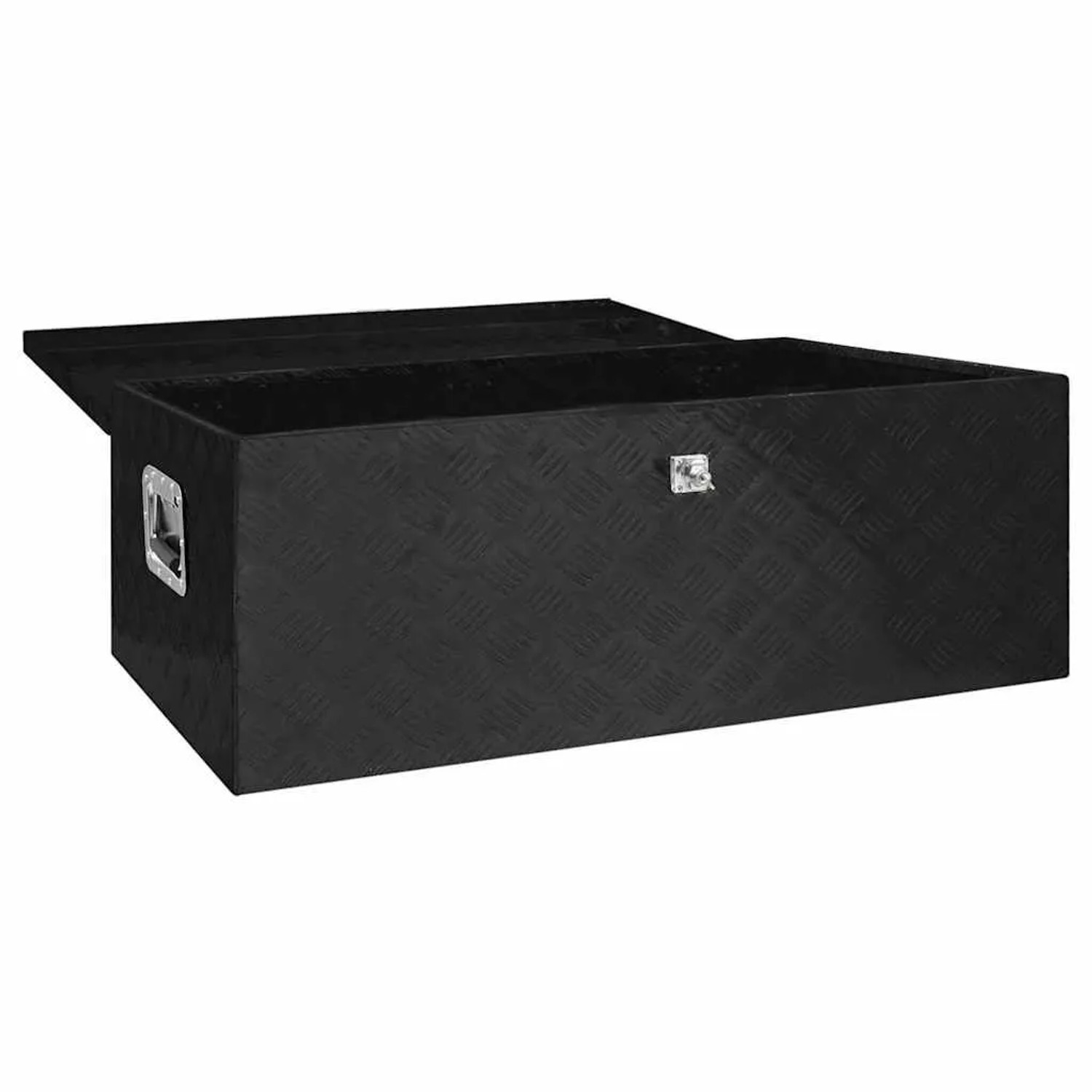 DELUKE Aluminiumbox Mit Deckel Abschließbar Alubox Deichselbox Alu Anhängerbox Werkzeugkiste Transportbox Metallkiste 100x55x37cm Schwarz_2