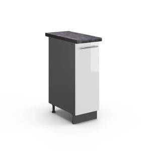 Vicco Apothekerschrank Fame-Line, weiß hochglanz/anthrazit, 30 cm breit. Küchenschrank mit Arbeitsplatte.