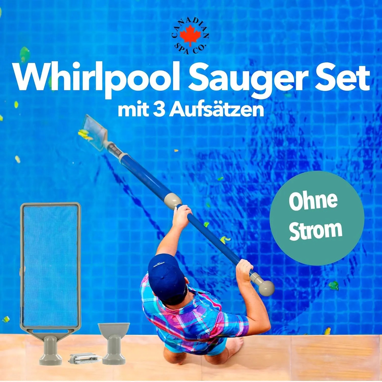 Canadian Spa Whirlpool Sauger Set Deluxe mit 3 Aufsätzen zur Poolreinigung.