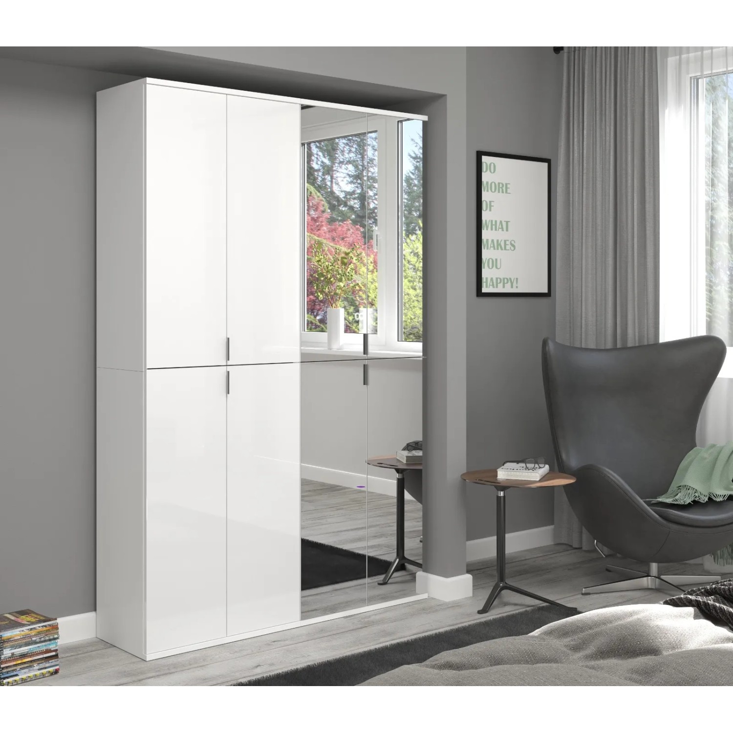 Inn.Furn Schuhschrank Weiß Hochglanz 122 cm mit Spiegel SystemX_7