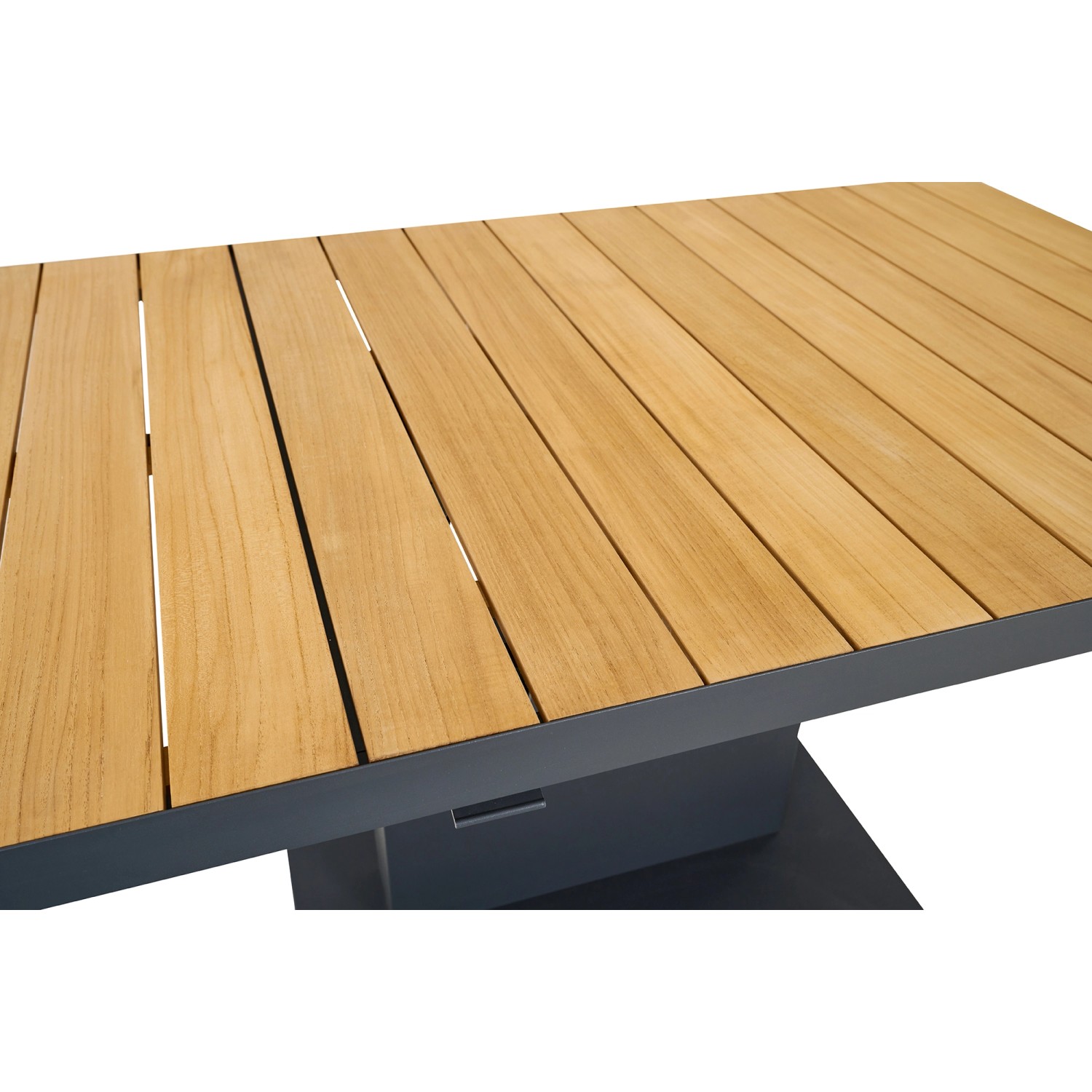 Rechteckiger Siena Garden Gartentisch Talina aus Teakholz, 85x140 cm, mit Aluminiumrahmen.