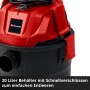 Einhell TC-VC 1820 Nass-Trockensauger in Rot-Schwarz mit 20-Liter-Behälter.